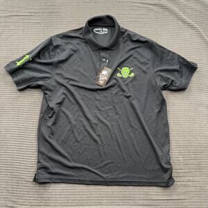 Tattoo Golf Polo Shirt Mens Large Neon Skull Crossed Clubs Aggressive Golf Shirt